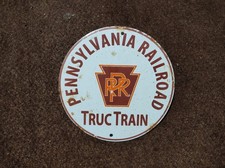 Porcelain Pennsylvania Rail Road Enamel Metal Sign Plate Size 6 Inches