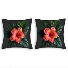 Set of 2 Square Throw Pillow Covers 18x18in - Vibrant Floral Design
