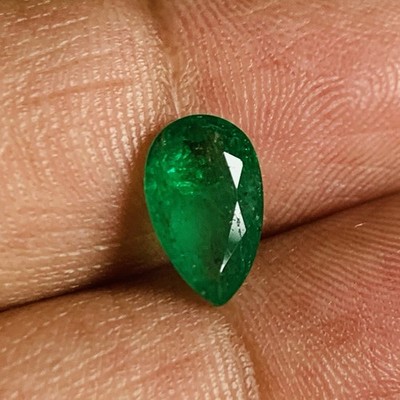 1.75cts Beautiful Emerald Faceted Pear, 11*6.70*4 mm,  Origin Zambia Natural