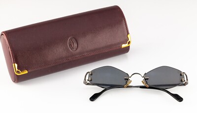 Cartier Vintage 1990s Rimless Sunglasses w/ Original Case 130 | eBay