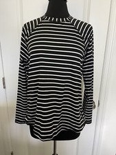 NWT Kona Sol Black/White Striped Crewneck Rash Guard Shirt Size L