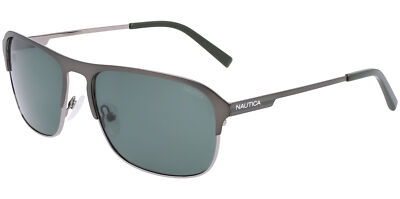 Nautica Polarized Men's Matte Gunmetal Brow-Line Navigator