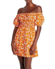 NWT Faithfull the Brand Orange Floral Shahni Mini Dress XL (Runs Small) $179