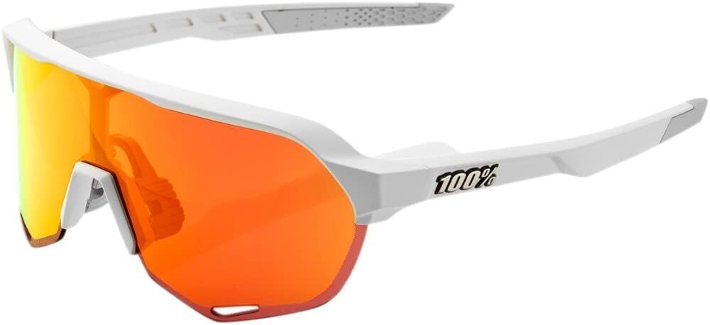 100% S2 Glasses - Soft Tact Off-White / HiPER Red Multilayer Mirr Clothing NUOVO