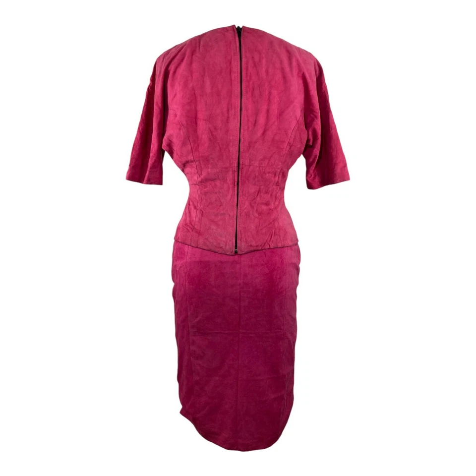 gianfranco ferre años 80 90 rosa caliente gamuza falda conjunto traje Foto 2 de 4