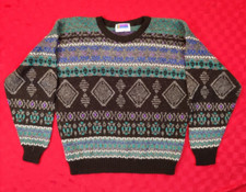 Vintage Sweater Mens XLarge Mulitcolor Cardigan Grandpa Graphix 90s/Made in USA