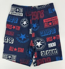 NEW CONVERSE Midnight Navy Logo Aop French Terry Shorts Sz M 9CC267-U90 Boy s