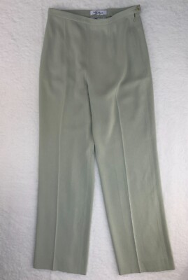 Max Mara Womens Green Dress Pants Side Zip/Button Size 8 Straight Leg