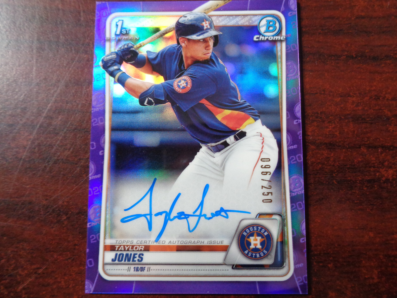 2020 Bowman Chrome Taylor Jones AUTO #'ed 96/250 PURPLE Refractor-ASTROS