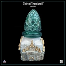 home decor vintage glass vase original sculpture jar handmade pine cone castle 1