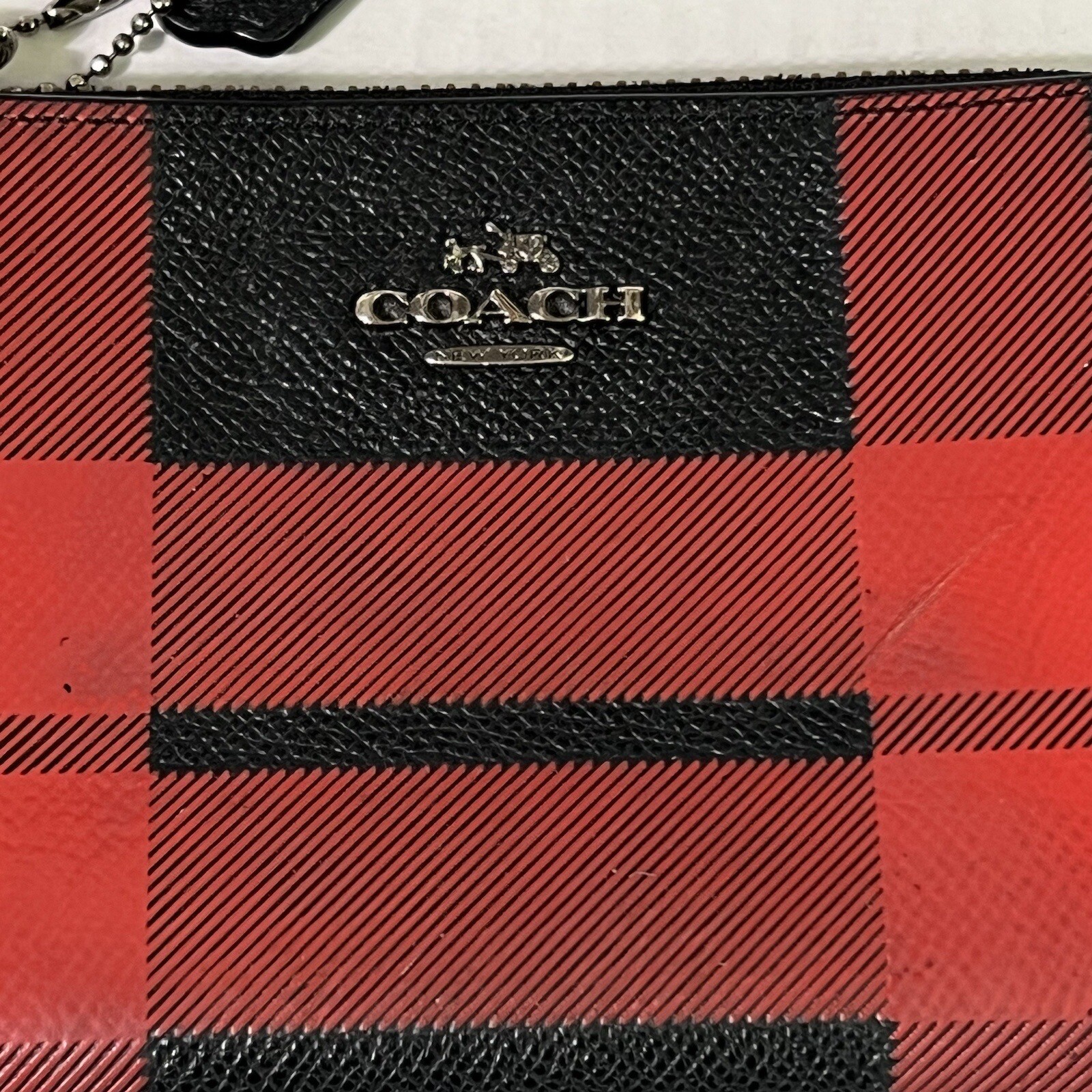 COACH Tartan Plaid Small Zip Around Wallet Wristlet R… Gem