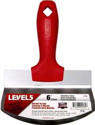 LEVEL5 6'' Stainless Steel Drywall Compound Bucket Scoop | #5-210