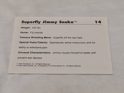 'Superfly' Jimmy Snuka 1990 Classic WWF #14 Base Set WWE Hall Of Famer - Picture 2 of 2