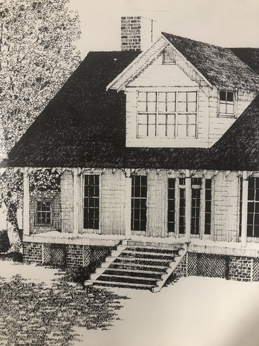 Southern Farmhouse Framed Drawing Black White Veranda Porch Signed Dated 16x20 - Picture 2 of 8