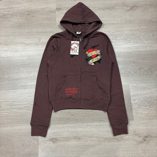 NWT Ed Hardy Christian Audigier True Love Studded Full Zip Hoodie Small Y2K - Picture 3 of 10