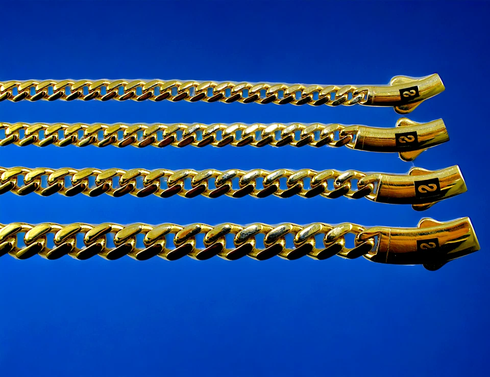 10K 黄金迈阿密古巴皇家摩纳哥手链链男式女式 5 毫米 - 9 毫米 7