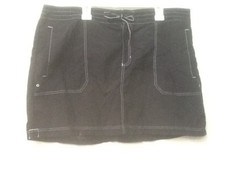 Lands End Black 100 Nylon Skirt Women's Size 12 Drawstring Waist