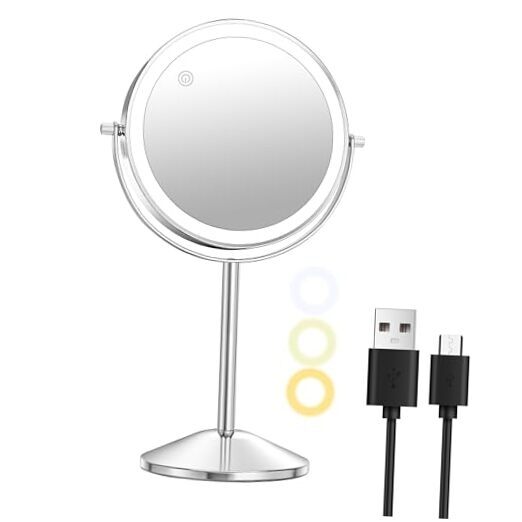 10X Magnifying 8-inch LED Makeup Mirror with Stand and Dual Sides