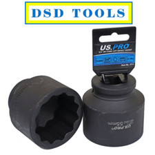 US PRO TOOLS Single 3/4" DR 55mm 12PT Impact Socket 3711