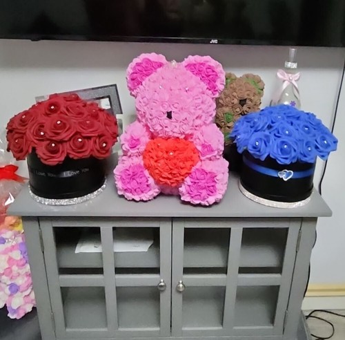 Luxury Artificial Rose Flower Round Hat Box Birthday Anniversary Present gift - Picture 6 of 11