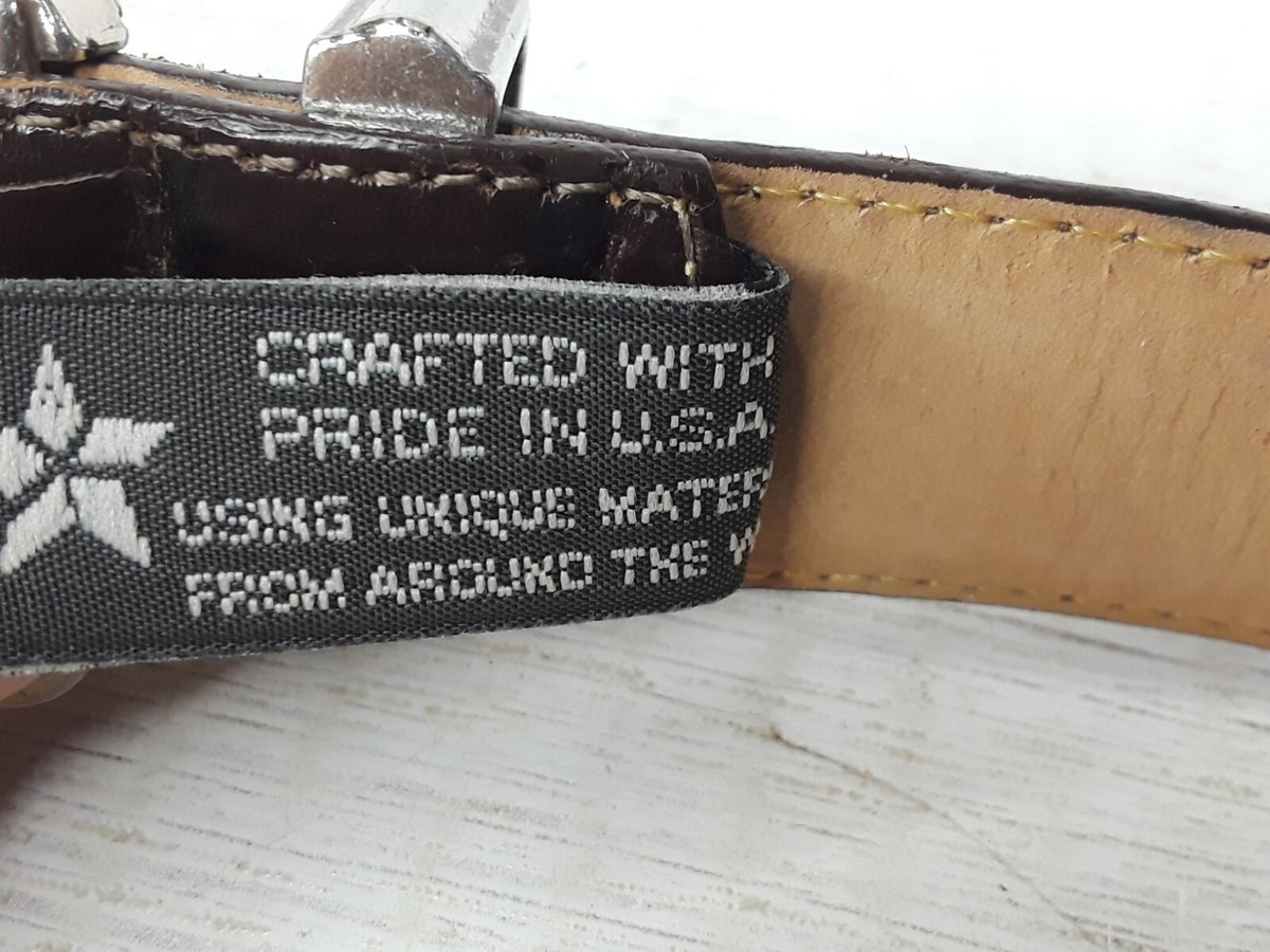 Brighton Brown Leather Belt Croc Embossed Western Buckle  display picture 2