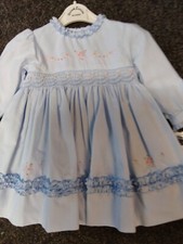 SALE NEW SARAH LOUISE SMOCKED BLUE DRESS STYLE 013375 SIZES 6 MTHS 12 MTHS 18 MT