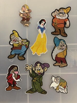 Snow White & The Seven Dwarfs Iron On Embroidered Patch Set Of 8 Fantastic!