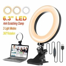 LED Ring Clamp Light for Computer Dimmable Adjustable Photo Live Streaming