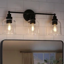 GEPOW Bathroom Wall Light Fixtures, 3-Light Black Vanity Light