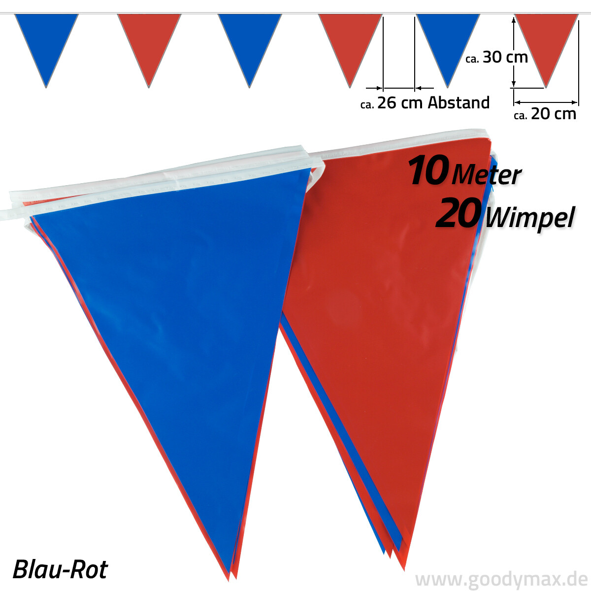 Wimpelketten-Deko Für Draußen – 40 M Lange Wimpelkette In Rot, Blau, Weiß Für Garten & Feste