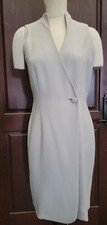  ​Vintage MariAnna Women Sz 8 Beige Sleeveless Asymmetrical Wrap Dress Sheath