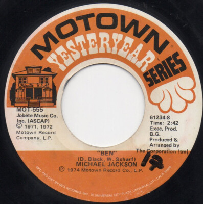 Michael Jackson - Ben / I Wanna Be Where You Are / VG+ / 7'''', Single