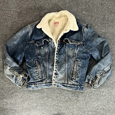 Vintage LEVIS Jacket mens 42 Trucker Made in USA Regular Sherpa Lined Denim