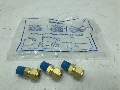 (Qty.3) Swagelok B-600-1-4 Brass 3/8” Male Connector Tube Fittings