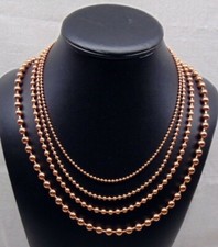 4 Pure COPPER BALL CHAIN Necklaces 36" 4 sizes 2.4mm to -6.3mm Made in USA