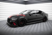 Street Pro Seitenschweller Ansatz + Flaps Audi A7 S-Line C7 Schwarz Schweller