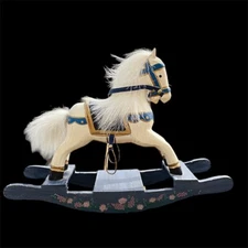 Folk Art Hand sculptured & Painted, Wood Carousel toy Rocking Horse