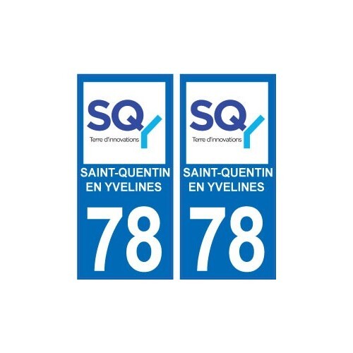 2 Stickers Plaque Immatriculation Département 78 Yvelines / Île-de-France - Autocollants Pour Voiture, Moto, Casier