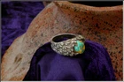 Gorgeous Vtg Modernst BRUTALIST Sterling Copper Turquoise Ring Signed "m" Sz 8