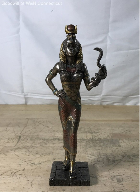 Veronese Design Egyptian Goddess Hathor Cold Cast Bronze Figurine Statue 11"