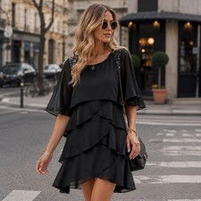 SLNY embellished ruffle dress, Size 2 Flowy Aug Sale