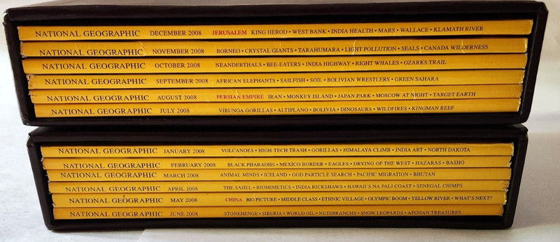 2008 National Geographic Magazine - 12 Monthly Issues WITH SLIP COVERS