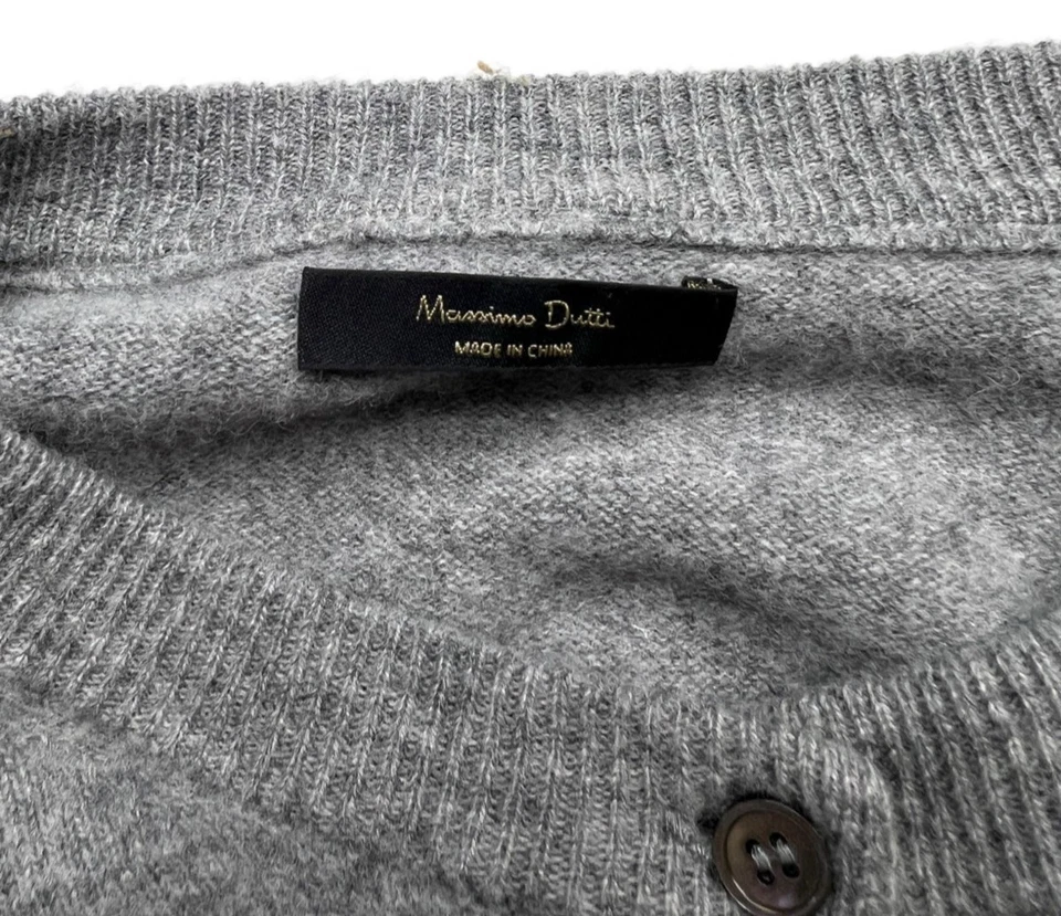 Massimo Dutti Pull Femme 95% Laine 5% Cachemire Col Ronde Taille M Gris - Photo 3/4