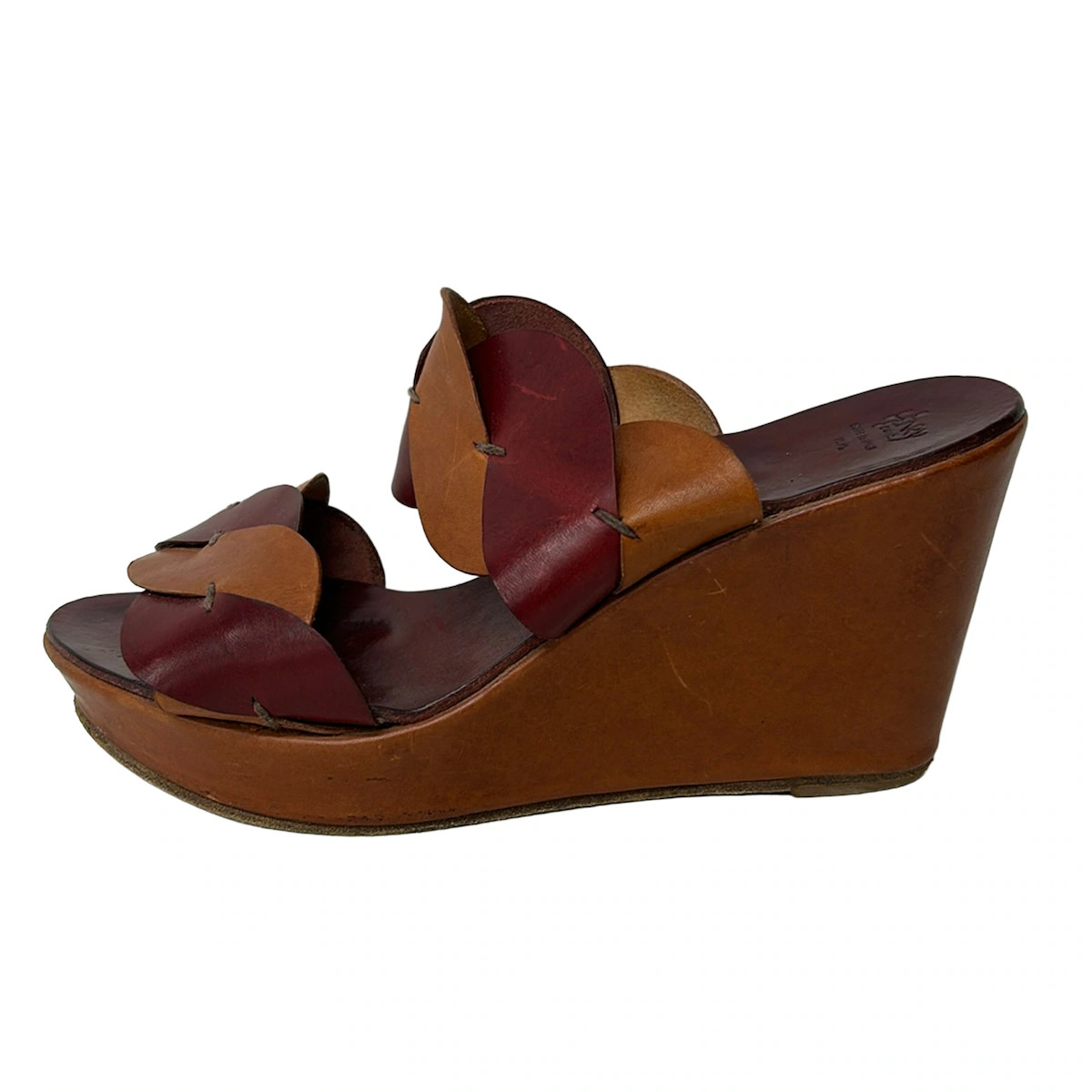 HENRY CUIR 革スリッポン HENRY CUIR Brown Bordeaux Leather Women's Sandals | eBay