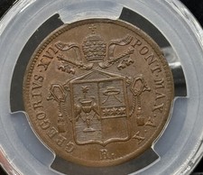 1840-R Papal States Baiocco Anno X PCGS MS65 BN Vault Box Slab