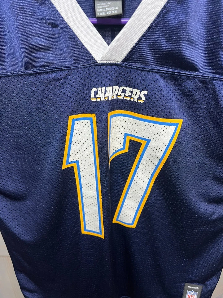 Camiseta deportiva Reebok NFL Players San Diego Chargers Philip Rivers #17 azul marino oscuro XL Foto 3 de 4