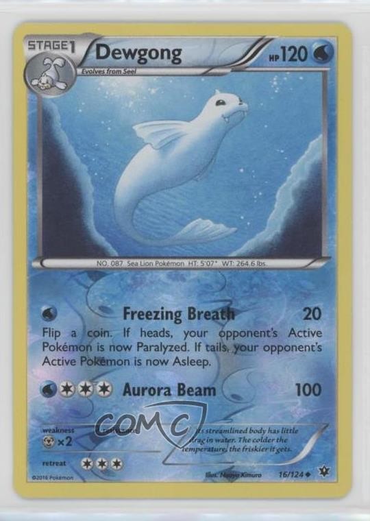 Dewgong Reverse Foil Pokemon XY Fates Collide #16
