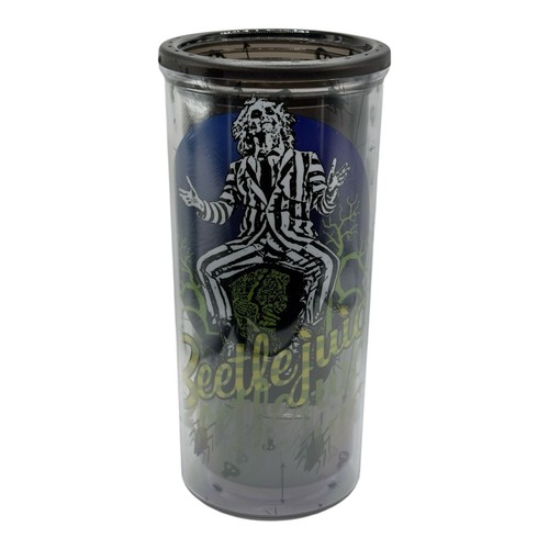 BEETLEJUICE Double Wall TRAVEL TUMBLER CUP BPA Bugs Spider Skull Retro 80s Movie - Picture 15 of 24