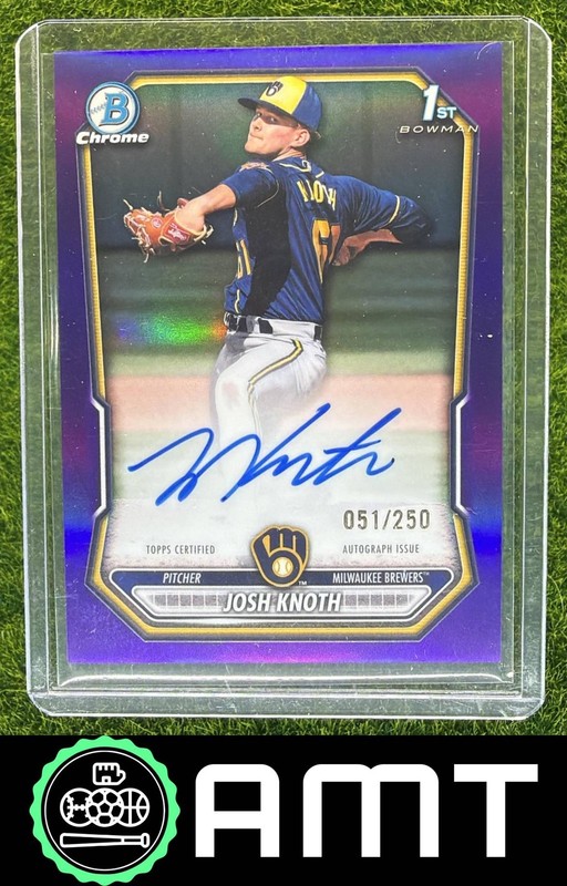 Josh Knoth Auto 2026 Bowman 51/250 Chrome Prospect Purple Refractor Brewers