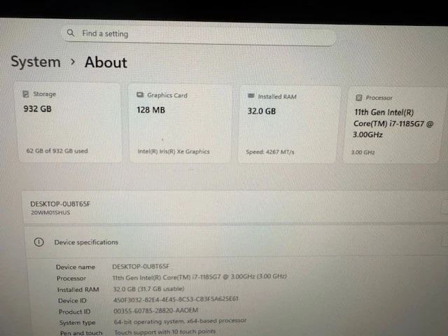 Lenovo ThinkPad T14s Gen 2 14" Touchscreen i7-1185G7 32GB RAM 1TB SSD Windows 11 - Image 3 of 4